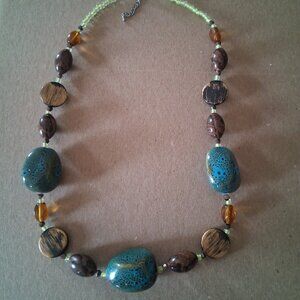 Earth Tone Beaded 16 inch Necklace